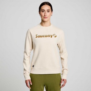 Beige Women's Saucony Recovery Crew Sweatshirt | MALAYSIA-PAGK