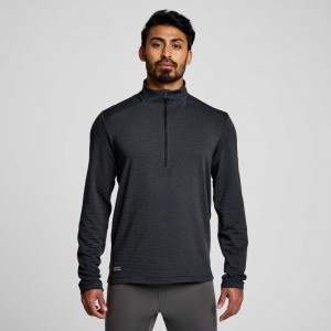 Black Men's Saucony Triumph 3D 1/2 Zip Sweatshirt | MALAYSIA-JVRP