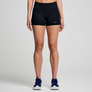 Black Women's Saucony Fortify 3" Hot Shorts | MALAYSIA-DQWE