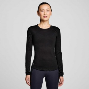 Black Women's Saucony Peregrine Merino Long Sleeve T-Shirt | MALAYSIA-HJAU