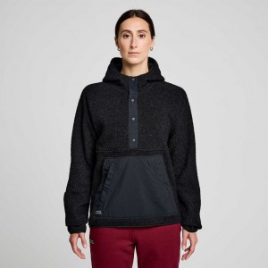 Black Women's Saucony Recovery Sherpa Pullover Hoodie | MALAYSIA-YSDM