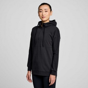 Black Women's Saucony Recovery Zip Tunic Hoodie | MALAYSIA-IDUQ