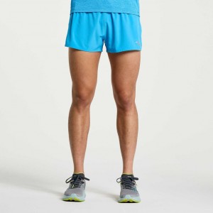 Blue Men's Saucony Outpace 2.5" Split Shorts | MALAYSIA-QFPI