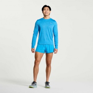 Blue Men's Saucony Stopwatch Long Sleeve T-Shirt | MALAYSIA-OJHP