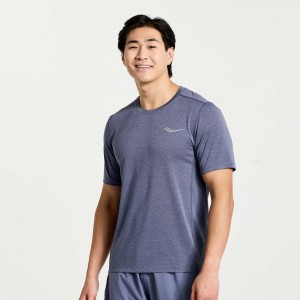 Blue Men's Saucony Stopwatch Short Sleeve T-Shirt | MALAYSIA-BHLY