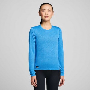 Blue Women's Saucony Stopwatch Long Sleeve T-Shirt | MALAYSIA-CYZB