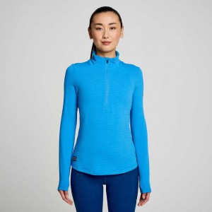 Blue Women's Saucony Triumph 3D 1/2 Zip Sweatshirt | MALAYSIA-HOMQ