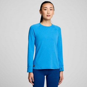 Blue Women's Saucony Triumph 3D Crew Sweatshirt | MALAYSIA-IEDQ