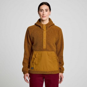 Brown Women's Saucony Recovery Sherpa Pullover Hoodie | MALAYSIA-QSCB