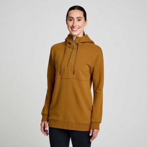 Brown Women's Saucony Recovery Zip Tunic Hoodie | MALAYSIA-BPMA