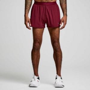 Burgundy Men's Saucony Outpace 2.5" Split Shorts | MALAYSIA-ETCV