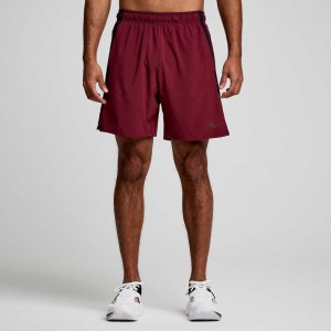 Burgundy Men's Saucony Outpace 7" Shorts | MALAYSIA-ENFW