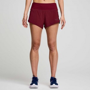 Burgundy Women's Saucony Outpace 2.5" Split Shorts | MALAYSIA-ASKF