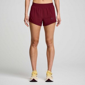 Burgundy Women's Saucony Outpace 3" Shorts | MALAYSIA-ZFBT