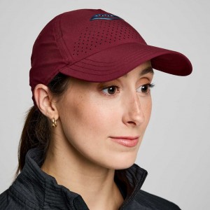 Burgundy Women's Saucony Outpace Petite Hat | MALAYSIA-KVDR