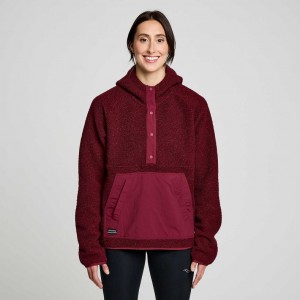 Burgundy Women's Saucony Recovery Sherpa Pullover Hoodie | MALAYSIA-OKWZ