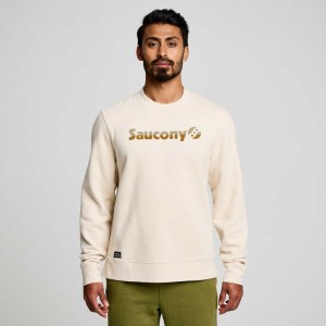 Cream Men's Saucony Recovery Crew Sweatshirt | MALAYSIA-QNXE