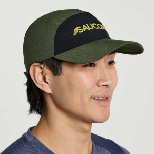 Dark Green Men's Saucony Outpace Hat | MALAYSIA-HRPF