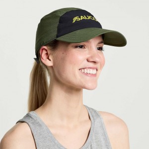 Dark Green Women's Saucony Outpace Hat | MALAYSIA-TFBJ