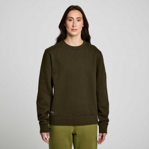 Dark Green Women's Saucony Recovery Crew Sweatshirt | MALAYSIA-FRXB