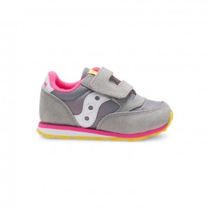 Grey Big Kids' Saucony Jazz Hook & Loop Sneakers | MALAYSIA-PGIZ