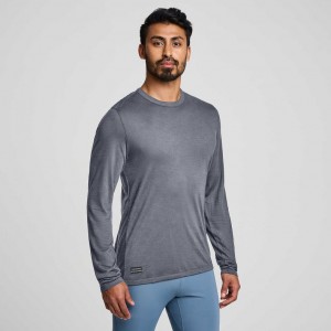 Grey Men's Saucony Peregrine Merino Long Sleeve T-Shirt | MALAYSIA-KIPY