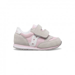 Grey / Pink Little Kids' Saucony Baby Jazz Hook & Loop Sneakers | MALAYSIA-GZLM