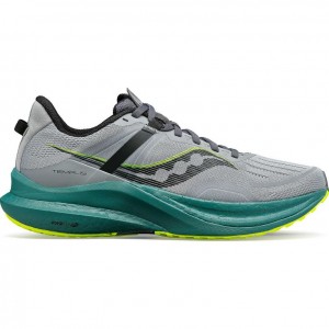 Grey / Turquoise Men's Saucony Tempus Wide Running Shoes | MALAYSIA-XVMH