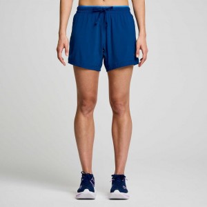 Indigo Women's Saucony Outpace 5" Shorts | MALAYSIA-WHCN