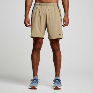 Khaki Men's Saucony Outpace 7" Shorts | MALAYSIA-PRIA