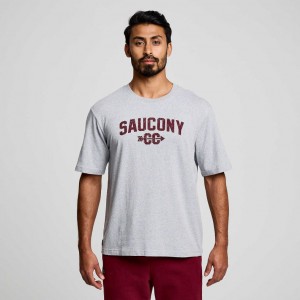 Light Grey Men's Saucony Recovery Short Sleeve T-Shirt | MALAYSIA-GTAX