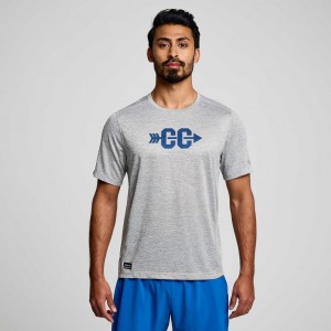 Light Grey Men's Saucony Stopwatch Graphic Short Sleeve T-Shirt | MALAYSIA-HARF