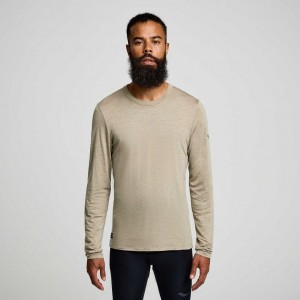 Olive Men's Saucony Peregrine Merino Long Sleeve T-Shirt | MALAYSIA-XBRY