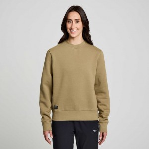 Olive Women's Saucony Recovery Crew Sweatshirt | MALAYSIA-PKVJ