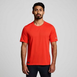 Orange Men's Saucony Stopwatch Short Sleeve T-Shirt | MALAYSIA-LWRC