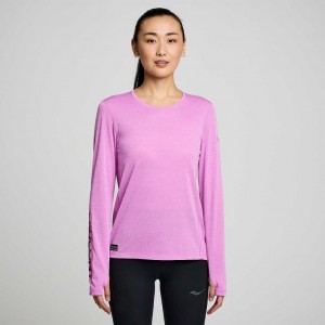 Purple Women's Saucony Stopwatch Graphic Long Sleeve T-Shirt | MALAYSIA-ZKCV