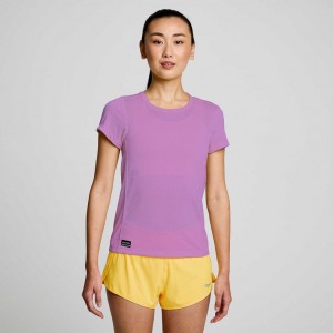 Purple Women's Saucony Stopwatch Short Sleeve T-Shirt | MALAYSIA-HDRT