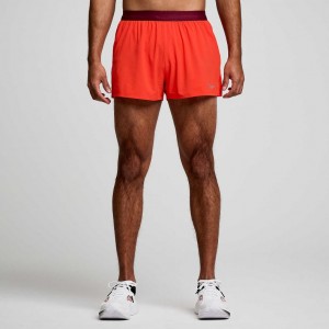 Red Men's Saucony Outpace 2.5" Split Shorts | MALAYSIA-UPLS