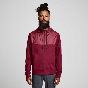 Red Men's Saucony Solstice Zip Hoodie | MALAYSIA-NGCJ