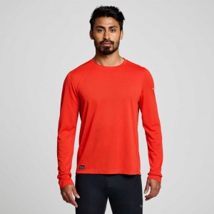 Red Men's Saucony Stopwatch Long Sleeve T-Shirt | MALAYSIA-TZIU