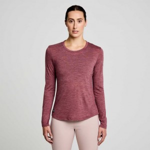 Red Women's Saucony Peregrine Merino Long Sleeve T-Shirt | MALAYSIA-SWQG