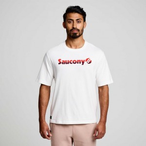 White Men's Saucony Recovery Short Sleeve T-Shirt | MALAYSIA-WXNP