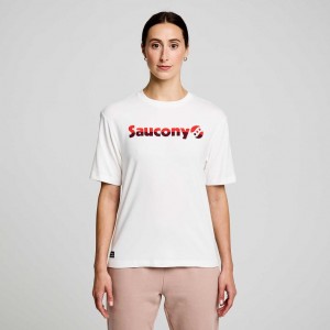 White Women's Saucony Recovery Short Sleeve T-Shirt | MALAYSIA-CHBN