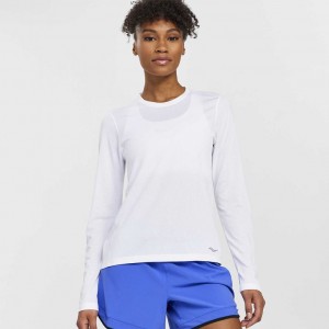 White Women's Saucony Stopwatch Long Sleeve T-Shirt | MALAYSIA-EKQY