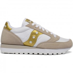 White / Beige / Gold Women's Saucony Jazz Original Sneakers | MALAYSIA-HVPC