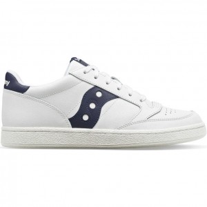 White / Navy Men's Saucony Jazz Court PU Sneakers | MALAYSIA-REJD