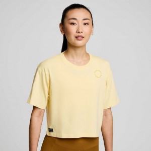 Yellow Women's Saucony Recovery Boxy T-Shirt | MALAYSIA-DZJH