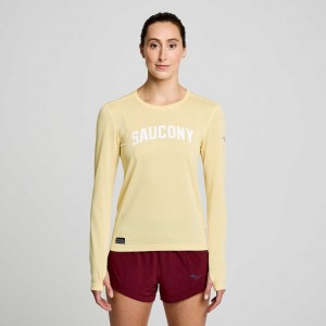 Yellow Women's Saucony Stopwatch Graphic Long Sleeve T-Shirt | MALAYSIA-VOKR