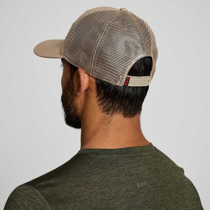 Beige Men's Saucony Adjustable Snap Back Trucker Hats | MALAYSIA-SJUL