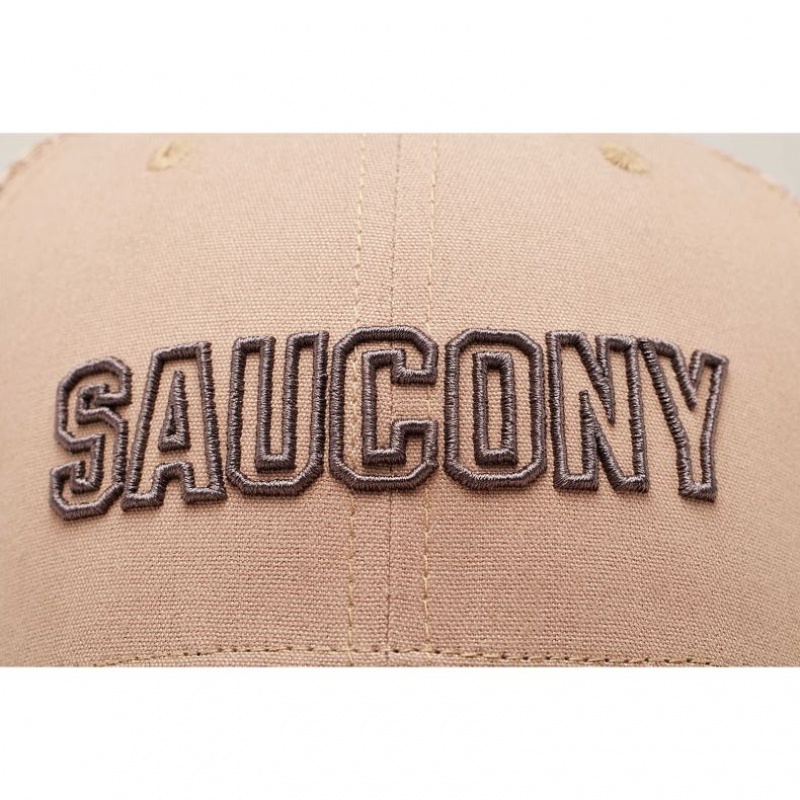 Beige Men's Saucony Adjustable Snap Back Trucker Hats | MALAYSIA-SJUL